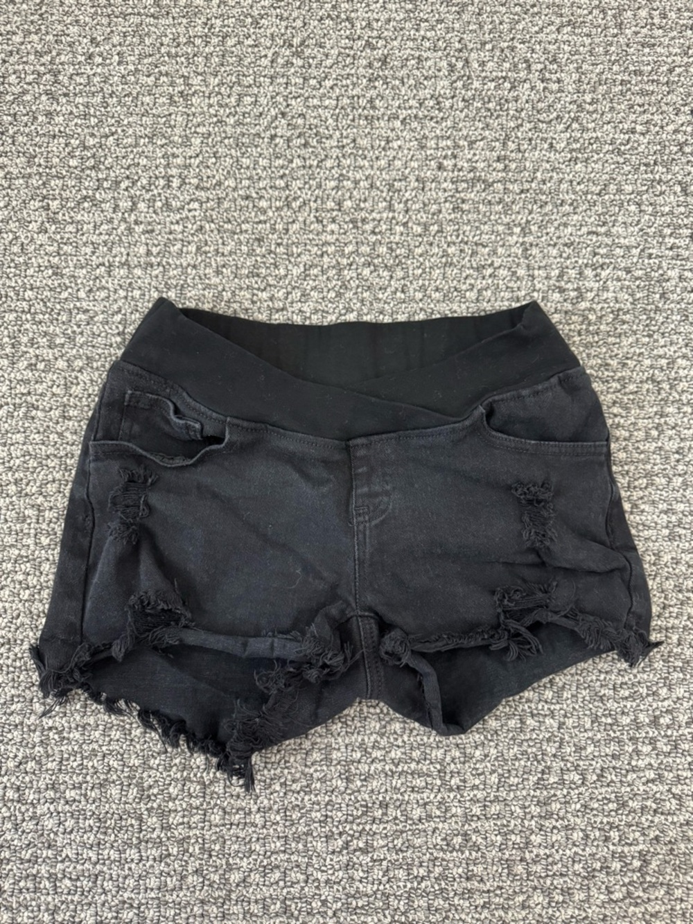 Foucome Black Distressed Maternity Women’s Shorts